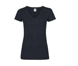 Fruit of the Loom SC601 - T-shirt Lady-Fit Value Weight scollo a V Deep Navy