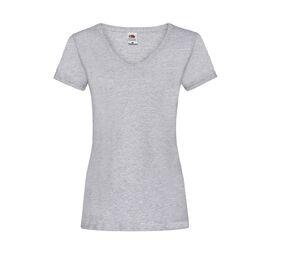 Fruit of the Loom SC601 - T-shirt Lady-Fit Value Weight scollo a V Heather Grey