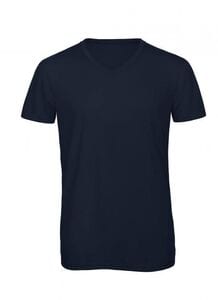 B&C BC057 - T-Shirt A Tre Tessuti Con Scollo A V Uomo Navy