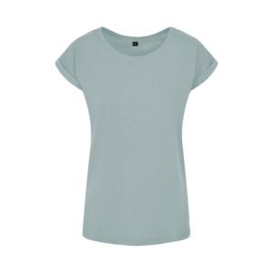 Build Your Brand BY021 - T-shirt donna con spalle estese Ocean Blue