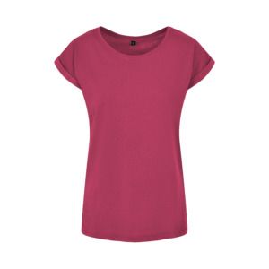 Build Your Brand BY021 - T-shirt donna con spalle estese Hibiskus Pink