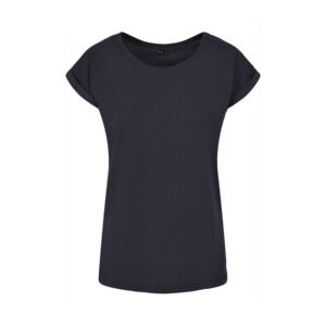 Build Your Brand BY021 - T-shirt donna con spalle estese Navy