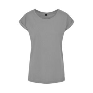 Build Your Brand BY021 - T-shirt donna con spalle estese Heather Grey