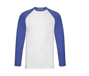 Fruit of the Loom SC238 - T-shirt Baseball maniche lunghe White / Royal Blue