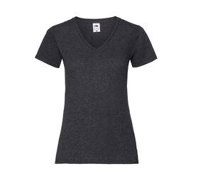 Fruit of the Loom SC601 - T-shirt Lady-Fit Value Weight scollo a V Dark Heather Grey