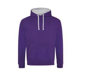 AWDIS JH003 - Felpa con cappuccio a contrasto Purple / Heather Grey