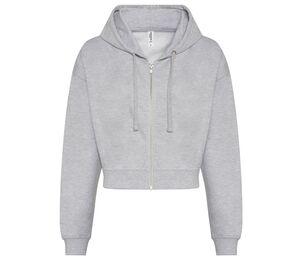 AWDIS JH065 - Felpa corta da donna con zip Heather Grey