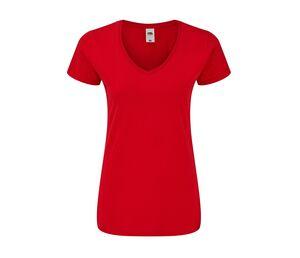 Fruit of the Loom SC155 - T-shirt da donna con scollo a V Red