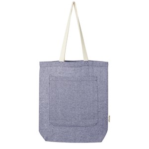 PF Concept 120643 - Tote bag in cotone riciclato da 150 g/m² con tasca frontale Pheebs - 9L Heather Blue