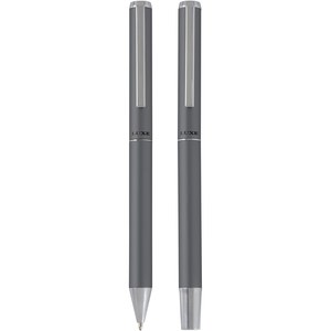 Luxe 107838 - Set regalo con penna a sfera e penna roller in alluminio riciclato Lucetto Grey