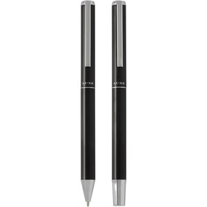 Luxe 107838 - Set regalo con penna a sfera e penna roller in alluminio riciclato Lucetto Solid Black