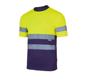 VELILLA V5506 - T-shirt tecnica bicolore alta visibilità Fluo Yellow / Navy