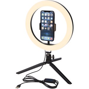 PF Concept 124248 - Anello luminoso per selfie e vlog con supporto per telefono e treppiede Studio